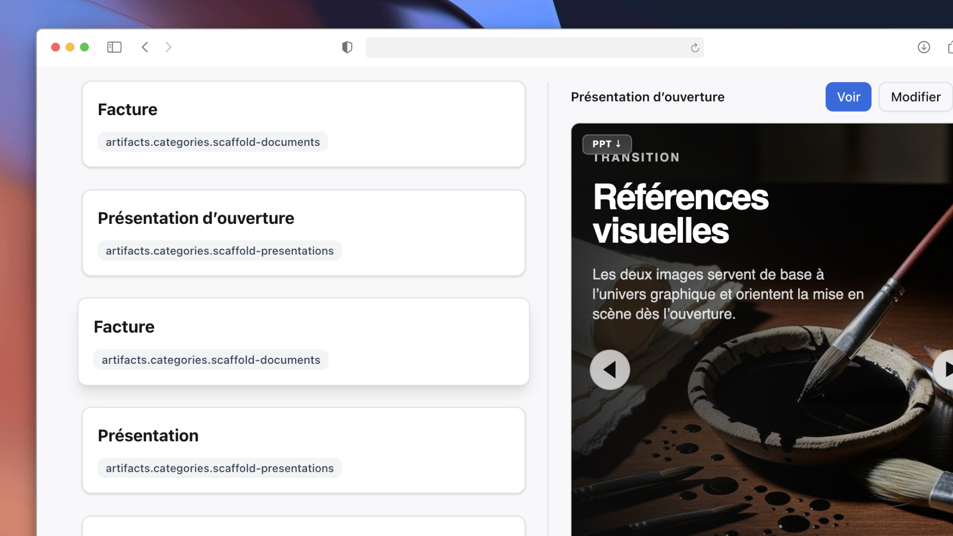 Artefacts Studio — créez, modifiez, envoyez